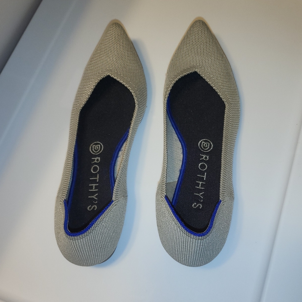 Rothy ’S Point Birdseye Flax Grey Flats Size 9 - image 2